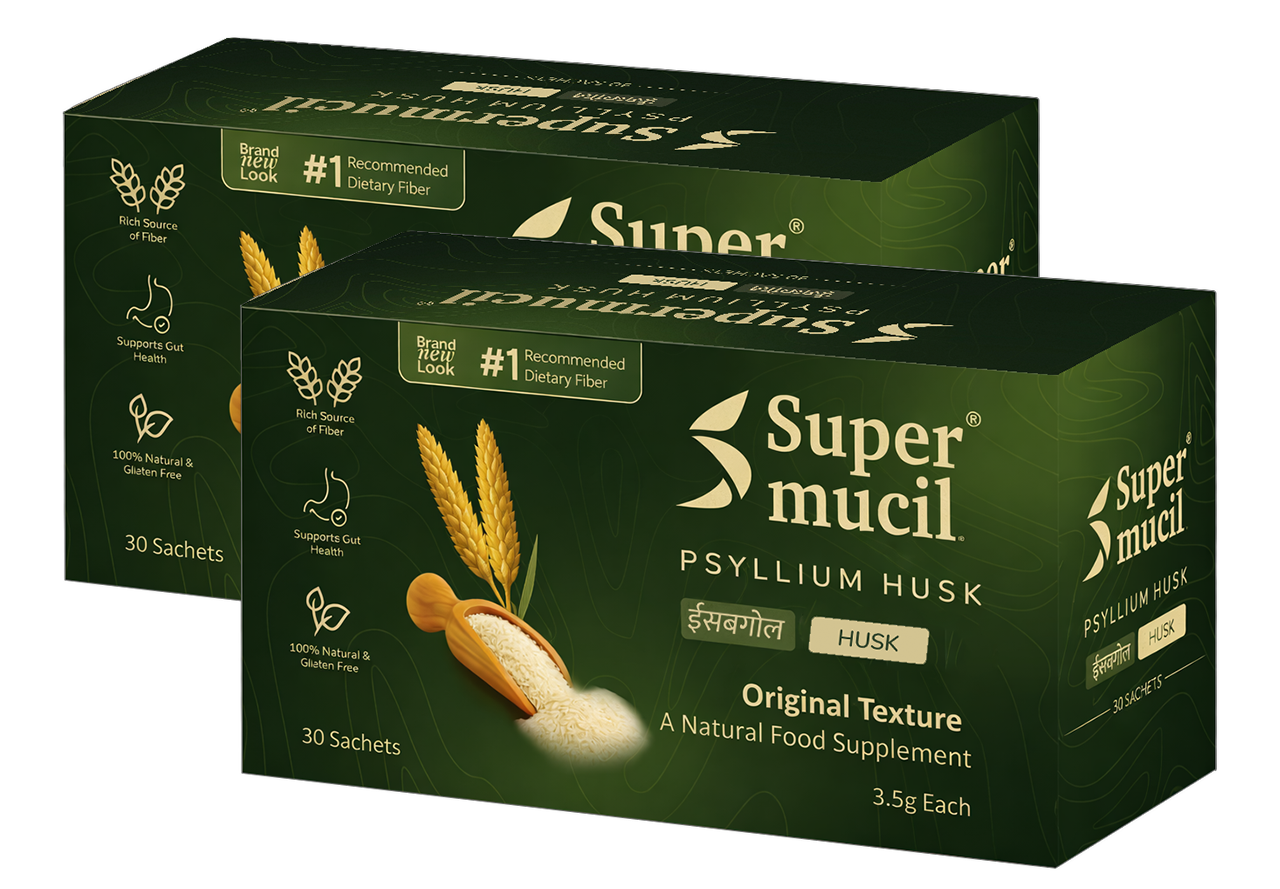SUPERMUCIL Psyllium Husk (Sat Isabgol) Sachets: 30 Sachets (3.5 Grams each)
