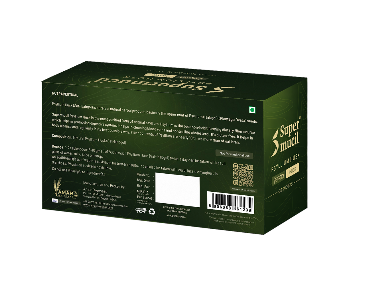 SUPERMUCIL Psyllium Husk (Sat Isabgol) Sachets: 30 Sachets (3.5 Grams each) - Image 3