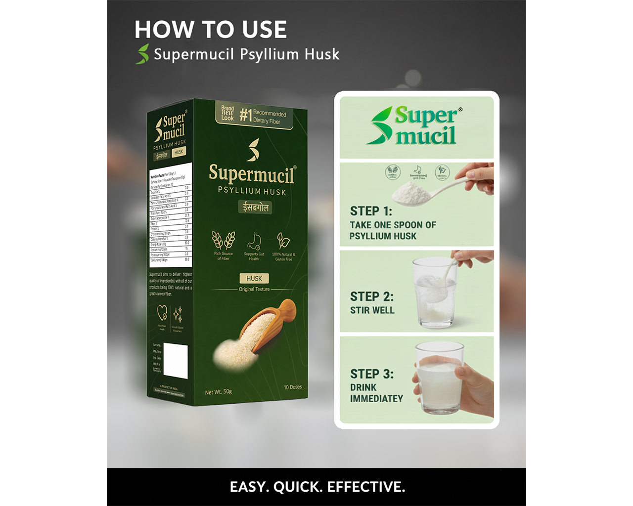 SUPERMUCIL Psyllium Husk (Sat Isabgol) 50g | 100% Natural Dietary Fiber for Digestive Health & Constipation Relief - Image 5