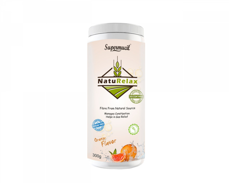 SUPERMUCIL NatuRelax Isabgol (Psyllium) Fibre Supplement Orange Flavor Sugar Free 300gm (1)