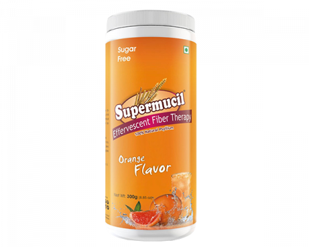 SUPERMUCIL Psyllium Effervescent Fiber Therapy 300 Gms Orange Flavor Sugar Free