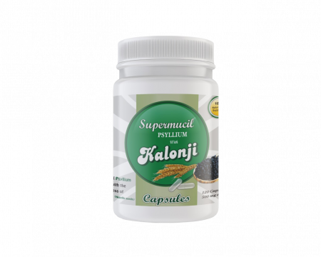 SUPERMUCIL Psyllium with Kalonji Capsules 120 Capsules (500 mg each) (1)