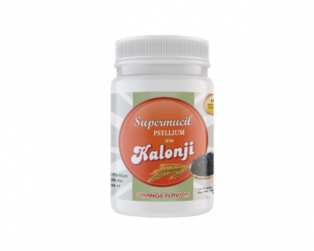 SUPERMUCIL Psyllium with Kalonji Orange Flavor 100 gms (1)