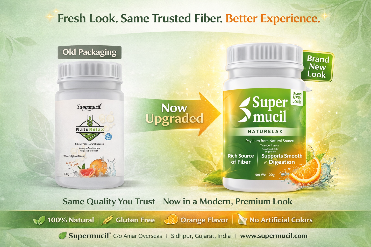 SUPERMUCIL NatuRelax Isabgol (Psyllium) Fibre Supplement: Orange Flavor: Sugar Free 100gm - Image 2