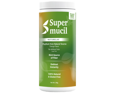 SUPERMUCIL NatuRelax Isabgol (Psyllium) Fibre Supplement: Orange Flavor: Sugar Free 300gm