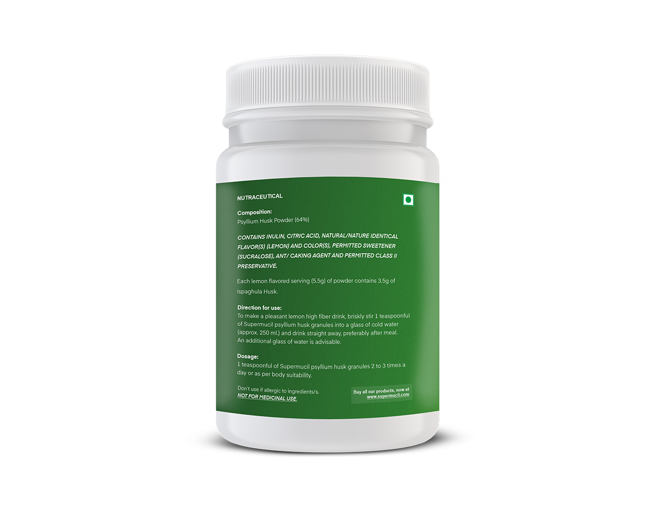 SUPERMUCIL Psyllium Granules: 100 Gms Lemon Flavor: Sugar Free - Image 2