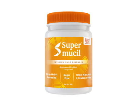 Supermucil Psyllium Husk Granules Orange Flavor 100g | Sugar Free Natural Fiber Supplement