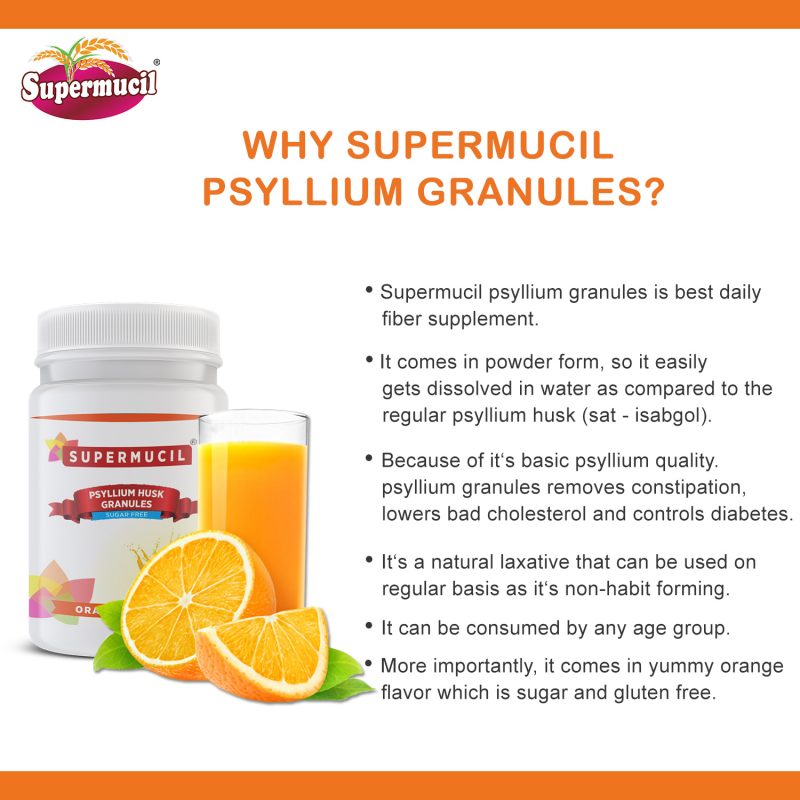 supermucil psyllium granules Benefits orange flavor