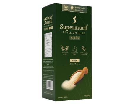 SUPERMUCIL Psyllium Husk (Sat Isabgol) 200g | 100% Natural Dietary Fiber for Digestive Health & Constipation Relief