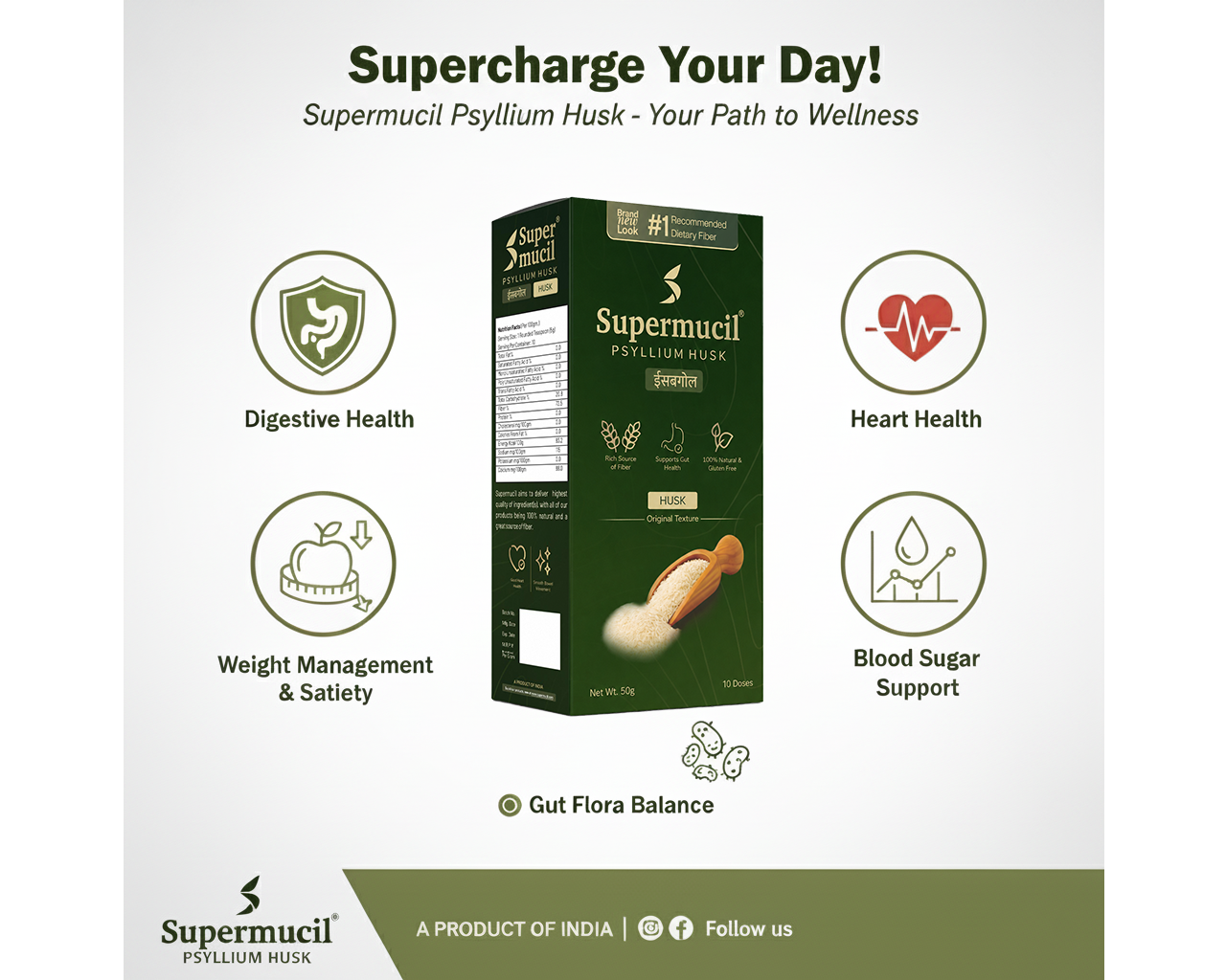 SUPERMUCIL Psyllium Husk (Sat Isabgol) 50g | 100% Natural Dietary Fiber for Digestive Health & Constipation Relief - Image 6