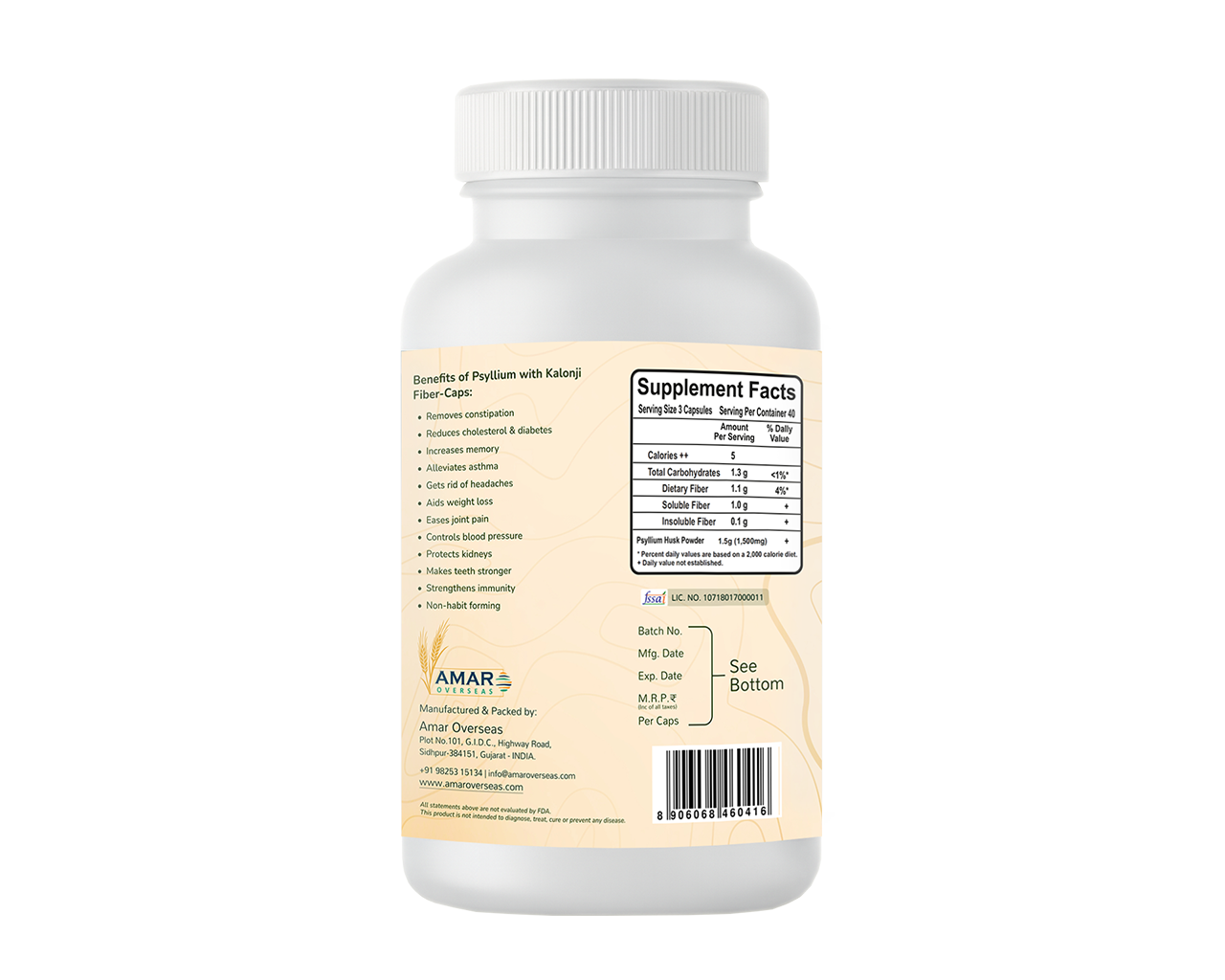 SUPERMUCIL Psyllium Husk with Kalonji Capsules 120 Capsules (500mg Each) | Natural Isabgol Fiber Supplement | Supports Gut Health, Digestion & Regular Bowel Movement | High Fiber Formula - Image 2