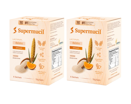 SUPERMUCIL - LactoGol: Lactitol Monohydrate with Isabgol (Ispaghula) : Orange Flavor: Sugar Free: 1 box of 6 Sachets (15g each)