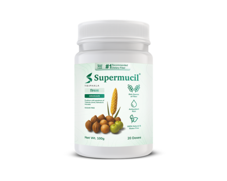 SUPERMUCIL Isabgol Triphala Granules 100g – Rich Fiber Supplement for Gut Health